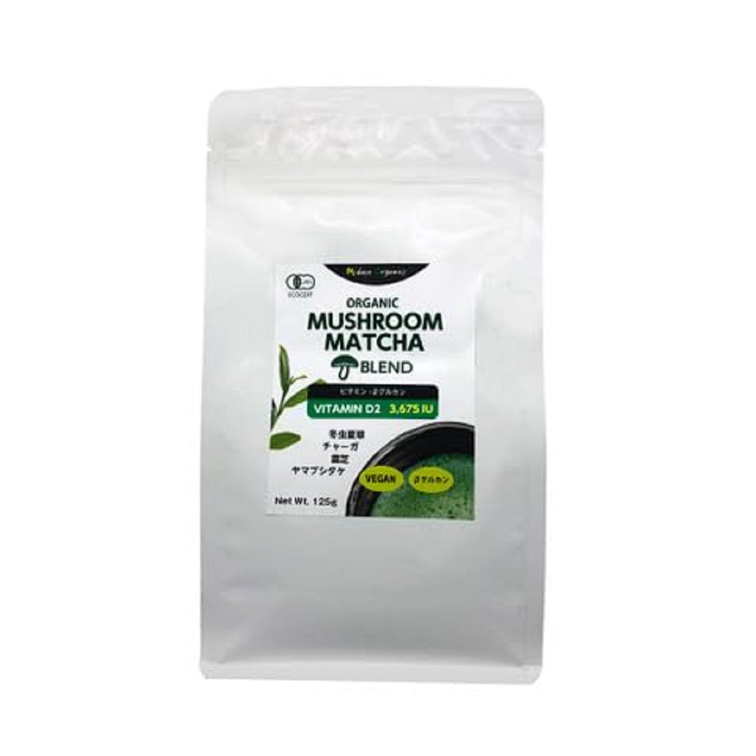 有機マッシュルーム抹茶ブレンド 125g  「キノコ入り抹茶ブレンド」冬虫夏草/ヤマブシタケ/チャーガ/霊芝　Organic Matcha Mushroom Blend